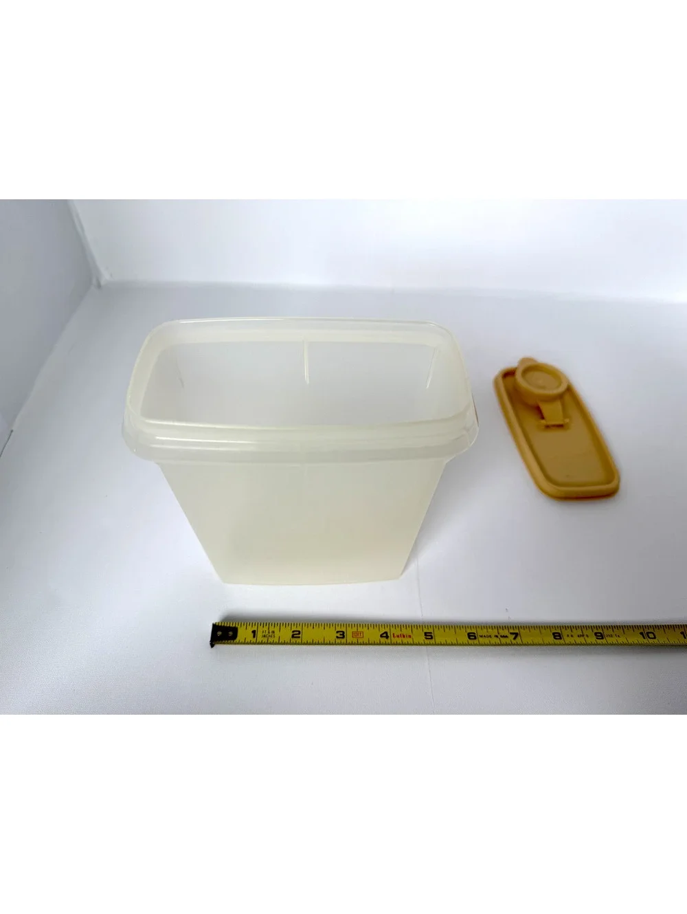 Plastic Storage Container with Pour Spout Lid in Beige and Cream